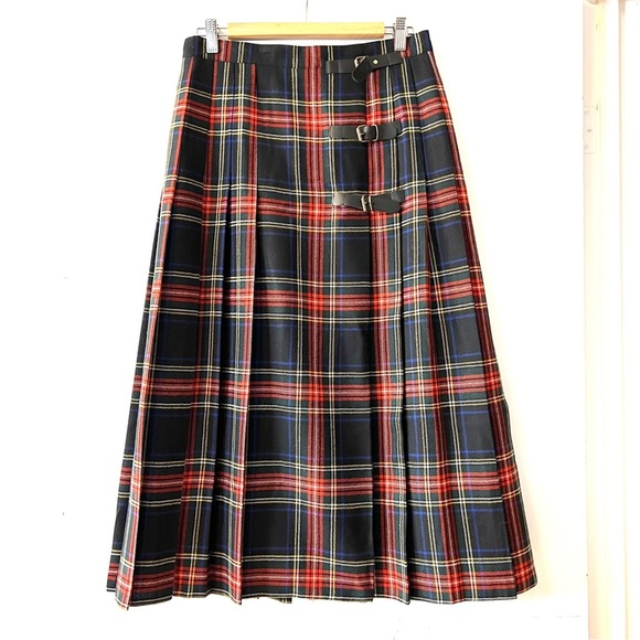 Plaid Kilt Inspired Pleated Skirt Dark Academia Scottish Highland Vibes British - Picture 1 of 10
